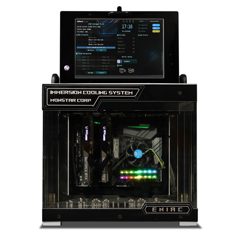 몬스타 ENIAC 액침냉각 PC 측면 전체 제품